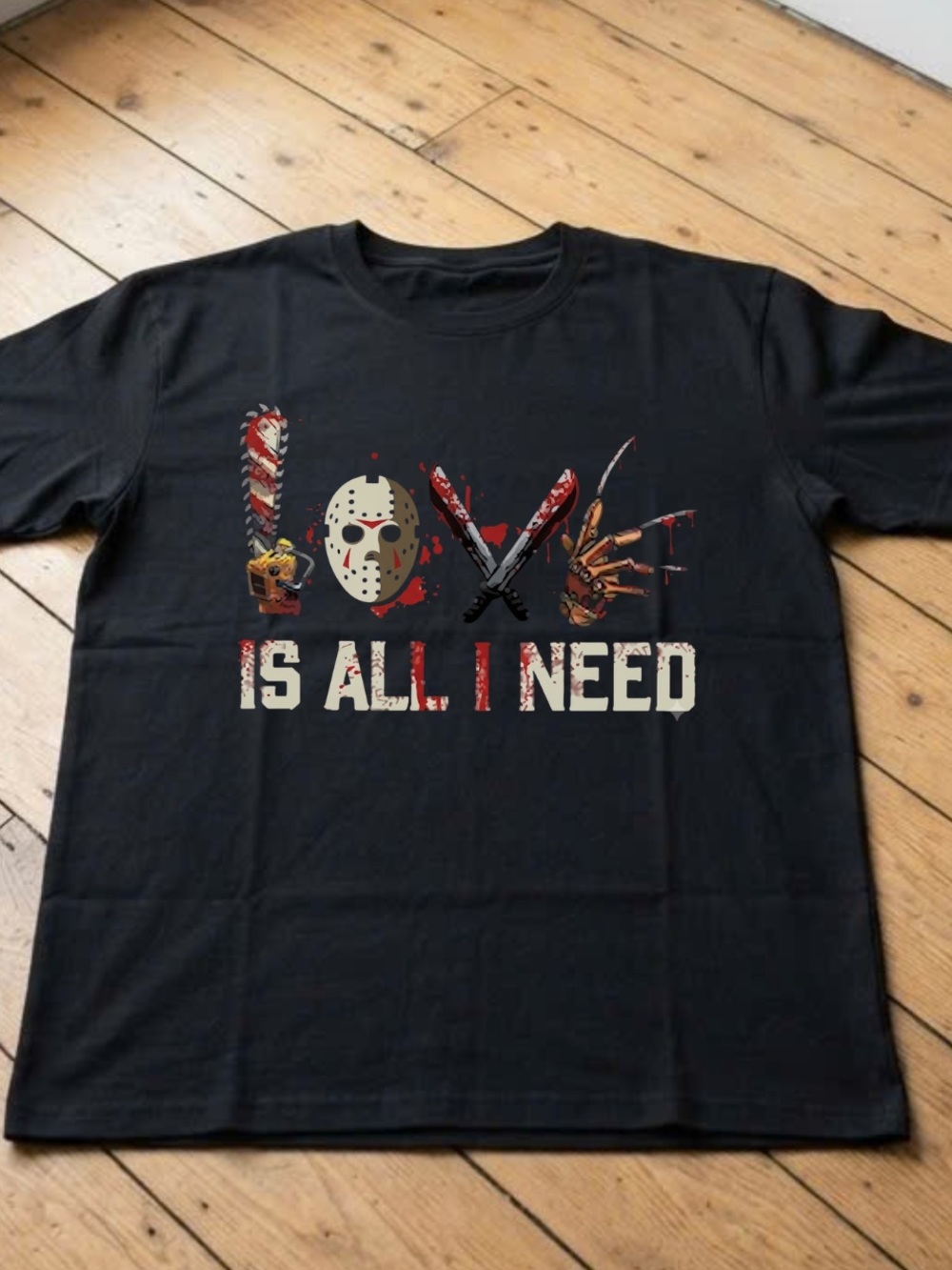 Gildan Black Horror Icons Graphic Tee - Blood Accent